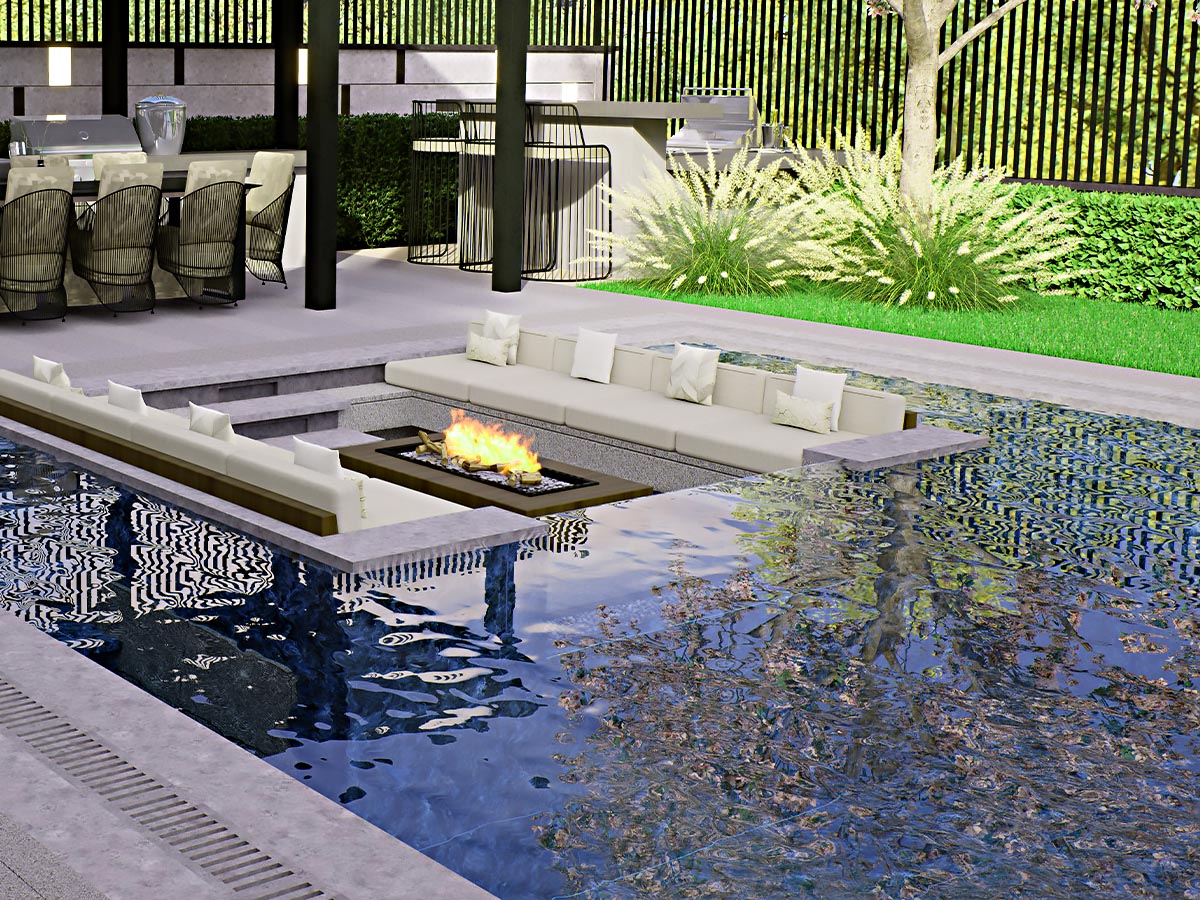 Peyzaj içinde modern süs havuzu örneği – Artemis Havuz