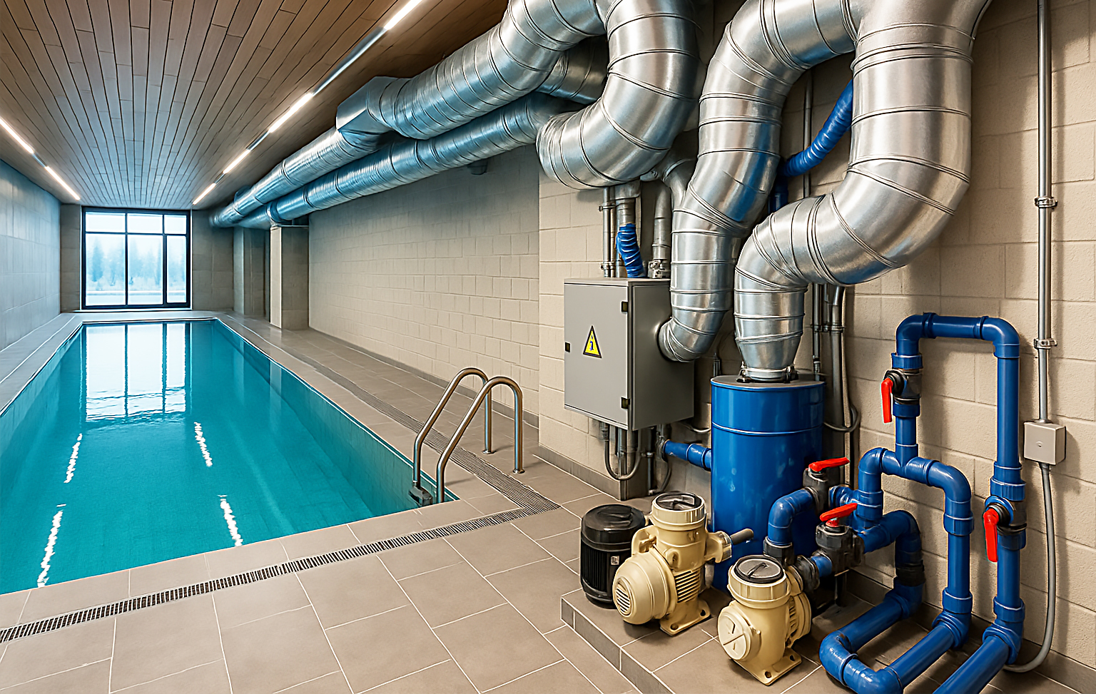 İstanbul'da modern tasarımlı kapalı yüzme havuzu örneği - Artemis Havuz ve Fıskıye Sistemleri