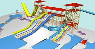 aquaparks, slides and children's playgrounds